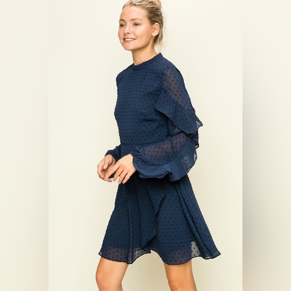 Navy Ruffle Dress